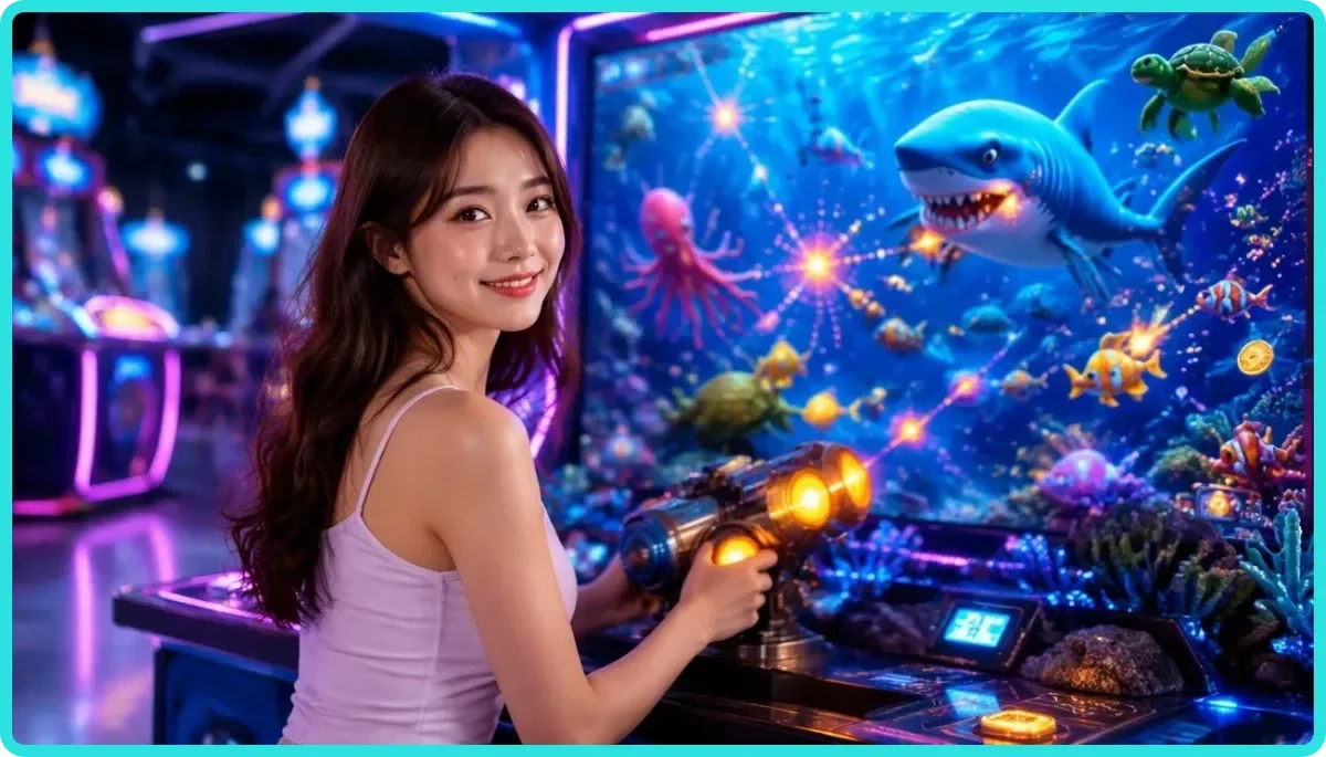 Game arcade ocean shooter online với đàn cá nhiều màu trong không gian đại dương