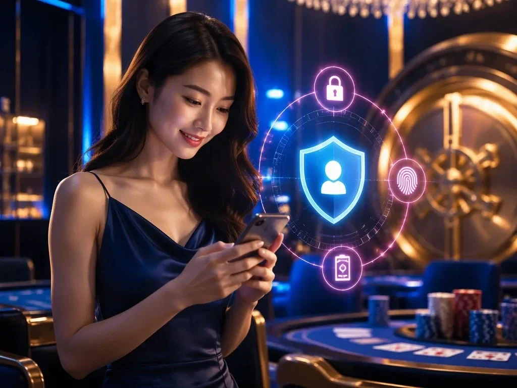 Minh họa các biện pháp bảo vệ tài khoản như xác thực sinh trắc học, mật khẩu và khóa bảo mật